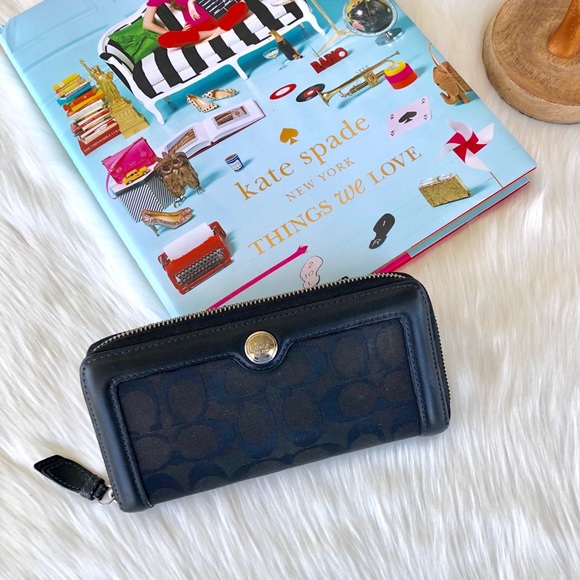 Coach Handbags - Coach Black & Brown Zip Around wallet